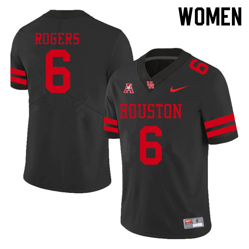 Women #6 Jayce Rogers Houston Cougars College Football Jerseys Sale-Black - Click Image to Close